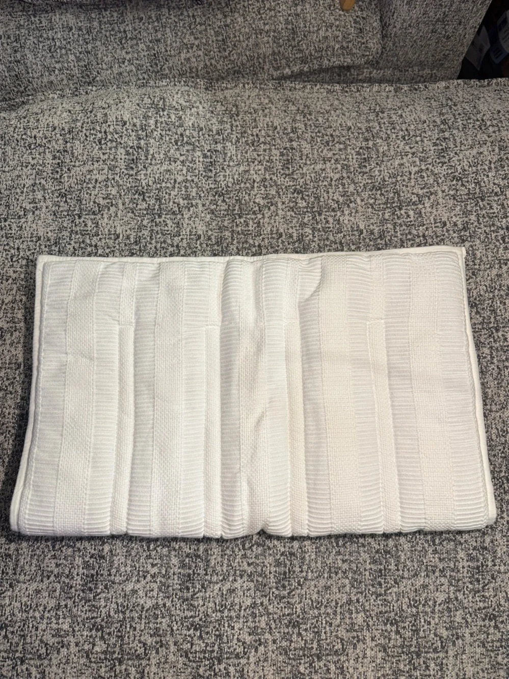 West Elm Textured White Pillow Sham. Ribbed Stripe Design. 100% Organic Cotton